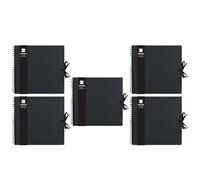 30 x 30cm Scrapbook Album, 40 Sheets 80 Pages, Spiral Bound Memory Book with Ribbon Closure, Black Page Photo Album for Wedding, Travel, Anniversary, Guest Book & Scrapbooking (Black, Pack of 5)