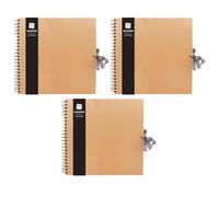 30 x 30cm Scrapbook Album, 40 Sheets 80 Pages, Spiral Bound Memory Book with Ribbon Closure, DIY Photo Album for Wedding, Travel, Anniversary, Baby Memories, Arts & Crafts Keepsakes (Kraft, Pack of 3)
