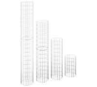 vidaXL Set of 4 Circular Gabion Raised Beds - Galvanised Steel Planters - Durable Weather-Resistant Garden Features - Stable Structure for Garden and Patio
