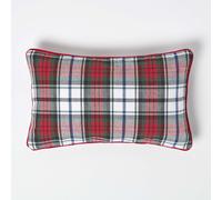 HOMESCAPES - 100% Cotton - MacDuff Tartan Check - Cushion Cover - 30 x 50 cm Rectangular - 12 x 20 Inches - Christmas Red Green White - 100% Cotton sofa Cushion Cover - Washable