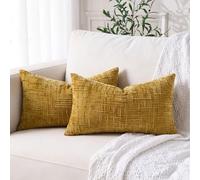 30 x 50 Cushion Cover Chenille Yellow Cushions Modern Farmhouse Decor Mustard Throw Pillow Covers Boho Ochre Rectangle Cushion Covers for Living Room Bedroom Couch Home Decoration Decorative Pillows