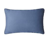 30 x 50cm Jacquard Cushion Covers Rectangular Zipped Cases Cotton Rich 600TC Plain or Floral Patterns Machine Washable [Blue Plain]