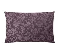 30 x 50cm Jacquard Cushion Covers Rectangular Zipped Cases Cotton Rich 600TC Plain or Floral Patterns Machine Washable [Plum 217]