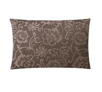 30 x 50cm Jacquard Cushion Covers Rectangular Zipped Cases Cotton Rich 600TC Plain or Floral Patterns Machine Washable [Brown 216]