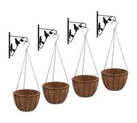 Hanging Basket Brackets Plant Hanger with 4 pcs Black Steel vidaXL
