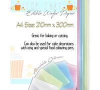 30 x Coloured Selection of Edible Wafer Paper A4 Sized Sheets in 5 Colours- 6 Pink, 6 Blue, 6 Green, 6 Yellow and 6 White