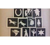 30 x Cowboy & Indian stencils for glitter tattoos / airbrush tattoos / many other uses