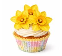 30 x Daffodils Edible Rice Wafer Paper Cupcake Toppers Cake Decorations Flowers Daffodil heads Spring Easter Birthday Baby shower wedding yellow flowers
