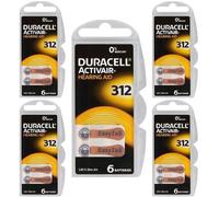 30 x Duracell Size 312 Hearing Aid Batteries Brown -Zinc Air Mercury Free PR41
