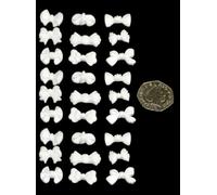 30 x Edible 3D Small Bows icing toppers, cake cupcakes decorations (White)