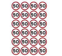 30 x Happy 50th Birthday Speed Limit 1.5" (3.8cm) PRE-CUT PREMIUM RICE PAPER Edible Cake Toppers