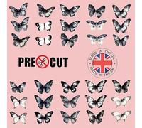 30 x Pre-Cut Beautiful Black/White Butterflies Water Colour Effect Design Edible Wafer/Rice Paper Cupcake Cake Dessert Toppers Birthday Party Wedding Decorations Butterfly