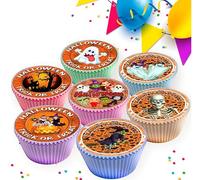 30 x PRE CUT HALLOWEEN EDIBLE WAFER CARD RICE PAPER 4.5 cms CUPCAKE TOPPERS DECORATIONS