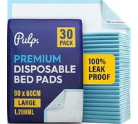 30 x PULP Incontinence Bed Pads 90 x 60cm | Adhesive Strips | Large Disposable Incontinence Pads | Super Absorbency Incontinence Bed Sheets For Adults, Children & Babies | 1,200ML Capacity