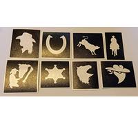 30 x Rodeo & Cowboy themed stencils (mixed) for glitter tattoos / airbrush / face painting