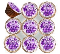 30 x SIX SEVEN 67 HAPPY BIRTHDAY PERSONALISED EDIBLE ICING 3.8 cms CUPCAKE TOPPERS DECORATIONS M-584