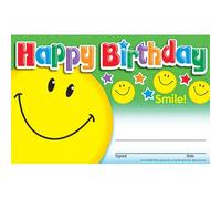 30 x Smiley Face Happy Birthday Certificates