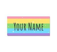 30 x Stick On Name Labels, Waterproof Washable Clothes Labels, No Iron Personalised School Uniform Stickers, Equipment, Stationery, Nursery, School, Day Care, Hospital, Care Homes (Rainbow (012))