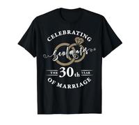 30 Year 30th Wedding Anniversary Husband Wife Married Couple Value Graphic T-Shirt, Men, Black, M