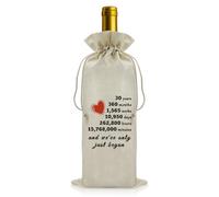 30 Year Anniversary Presents 30th Anniversary Wine Bottle Bag Keepsake for Couple Couple Happy 30 Year Anniversarys Wines Bags Wine Lover Gift 30th Anniversarys Wedding Gift