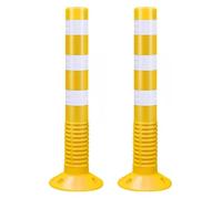 30" Yellow Safety Bollard Post - Heavy-Duty Parking Barrier Cones Traffic Delineators Driveway Caution Sign 2-Pack for Effective Traffic Control and Parking Management