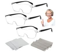300%, 500%, 800% Magnifying Glasses - 3Pcs Wearable Magnifier, Hands-Free Magnifier for Visually Impaired, Anti-Blue Light Reading, Reading Eyewear for Hobbies Close Work Craft (Non Light)