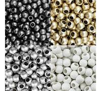 300 Acrylic Large Hole Beads for Crafts 10mm x 12mm Acrylic Barrel Beads with 5.7mm Large Hole, Black Tie Matte Assortment