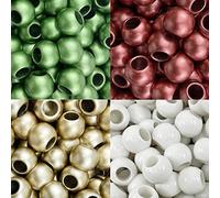 300 Acrylic Large Hole Beads for Crafts 10mm x 12mm Acrylic Barrel Beads with 5.7mm Large Hole, Matte Christmas Assortment