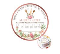 300 Allergen Warning Stickers Food Allergy Label - Rose Gold Foil Adhesive Ingredient Sticker Waterproof & Writable Ingredient Label Adhesives with Allergen List for Kids School Daycare (Pink)