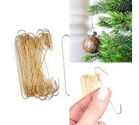 300 Bauble Hooks - Ornament Hangers for Christmas Tree Decorations - Strong, Reusable Wire Hooks for Hanging Baubles, Ornaments & Festive Décor (Gold - 150 Hanging Hooks)