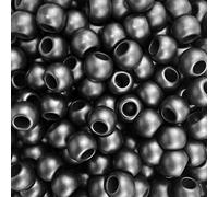 300 Black Matte Metallic Acrylic Large Hole Beads 12mm with 5.7mm Hole