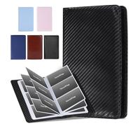 300 Business Cards Holder, 50 Pages Gift Card Holder, Professional PU Leather Credit Cards Organizer Wallet, Portable Name Card Booklet Folder Sleeves, Men Women & Office Supplies, Carbon Fiber Black