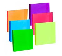 300 Clear Sticky Notes in 4 Sizes Self-Adhesive Clear Waterproof Sticky Notes, Easy to Post, Suitable for Office, Home, School, Meetings (Bright six Colors)