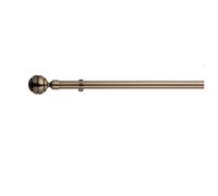 (300 cm, Antique Brass (Ribbed Ball Finial)) Lister Cartwright 28mm Antique Brass Fixed Metal Curtain Pole Set with Finial Voile Easy fit to Outdoor, Bedroom, Living Room