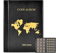 300 Coin Collection Book Holder Album for Collectors, 300 Pockets Coins Display Storage Case, Collecting Sleeves Organizer Box for Coin Collections Supplies, Money Currency, Pennies (Black)