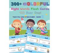 300+ Colorful Sight Words Flash Cards 123 Easy Step! Teach Your Child To Read English Danish: Dolch words list all reading levels (Pre-K, ... and cartoons pictures book for kids ages 4-8.
