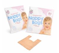 300 Coloured Nappy Bags with Tie Handles, Fragranced Odour Control, Leak-Proof Disposable Baby Nappy Sacks, Lightweight and Hygienic for Home, Nursery and Travel
