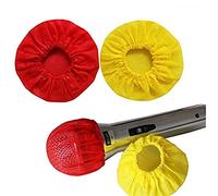 300 Count Disposable Microphone Covers, Microphone Hygiene Cover, Odor Removal Disposable Mike Sponge Mic Cover Protective Cap for KTV Recording Room News Gathering (Red+Yellow)
