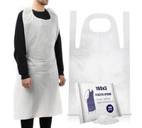 300 Disposable Aprons White Flat Pack Multipurpose Strong Waterproof Plastic Aprons in Bulk Sizes Quantity Ideal for Catering, Cooking, Clinics, Hospitality & Workplace Protection.