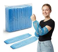 300 Disposable Blue Oversleeves - Waterproof Arm Protection Sleeves with Elastic Ends | Lightweight PE Forearm Protectors for Cleaning, Painting, Food Handling, Catering & Workplace Hygiene.