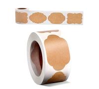 300 Gift Tag Labels, 1.2" x 2" Self-Adhesive Present Stickers, Natural Kraft Label Stickers, Removable Food Labels, Self-Adhesive Blank Label for Gifts Glass Bottles Container