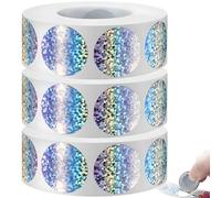 300 Glitter Scratch-Off Labels Per Roll, 3 Rolls of 1 Inch Round Holographic Stickers for DIY Ticket Games, Rewards, Crafts, Office School Party Supplies