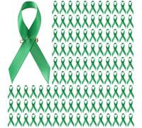 300 Green Satin Ribbon Brooch Pins For Awareness Of Cancer, Mental Health, And Environmental Issues