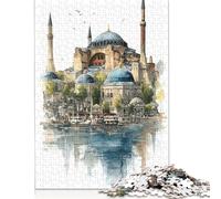 300 Hagia Sophia Reflections Creative Square Jigsaw Puzzles for Adults, Wooden Puzzles Unique Challenge Games 300pcs (40x28cm)