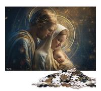 300 Holy Family Glow Creative Square Jigsaw Puzzles for Adults, Wooden Puzzles Unique Challenge Games 300pcs (40x28cm)