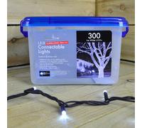 300 Ice White LED Super Long Snowtime 29.9m Connectable Lights on a Black Cable