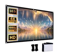 300 Inch 16:9 Portable Foldable Projection Screen, 4K HD Wrinkle-Free Movies Screen Support Dou-ble Sided Projection for Home Office Cinema(200 Inch)