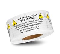 300 Labels | California Proposition 65 Warning Labels ( 1 x 2 inch, White ) Chemicals Notice Stickers - P65 Health Alert Sign