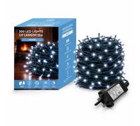 SHATCHI 300 LEDs Fairy String Lights Cool White Indoor/Outdoor Christmas Tree/Home/Party/Wedding/Garden Decorations Green Cable 8 Modes Mains Powered Memory Auto Timer