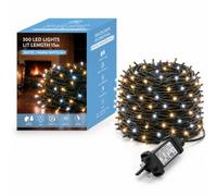 300 LEDs String Lights Fairy Christmas Tree Compact Warm-Cool White Lights | 8 Modes, Memory, Timer, Mains Powered, IP44 Waterproof for Indoor/Outdoor, Halloween, Christmas, Party & Wedding Decorations